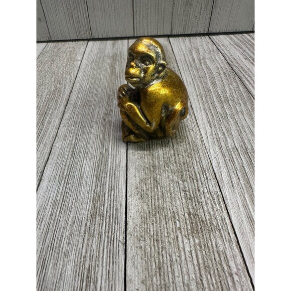 VTG Monkey Figurines Sculpture Statue Resin Gold Colored Home Decor -Set of 7 - Picture 4 of 9